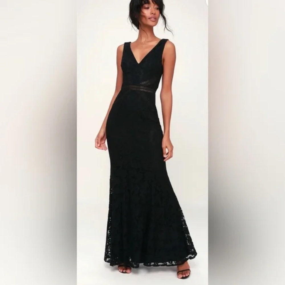 Lulus My Forever Black Lace Maxi Dress Size S